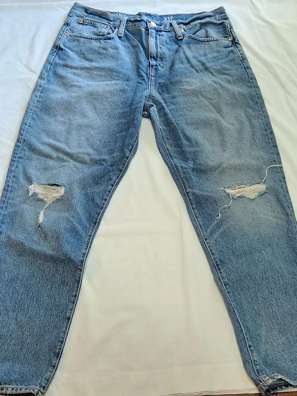 J. Crew Slouchy Boyfriend jean sz 31 Tall sz 12 distressed straight leg GUC